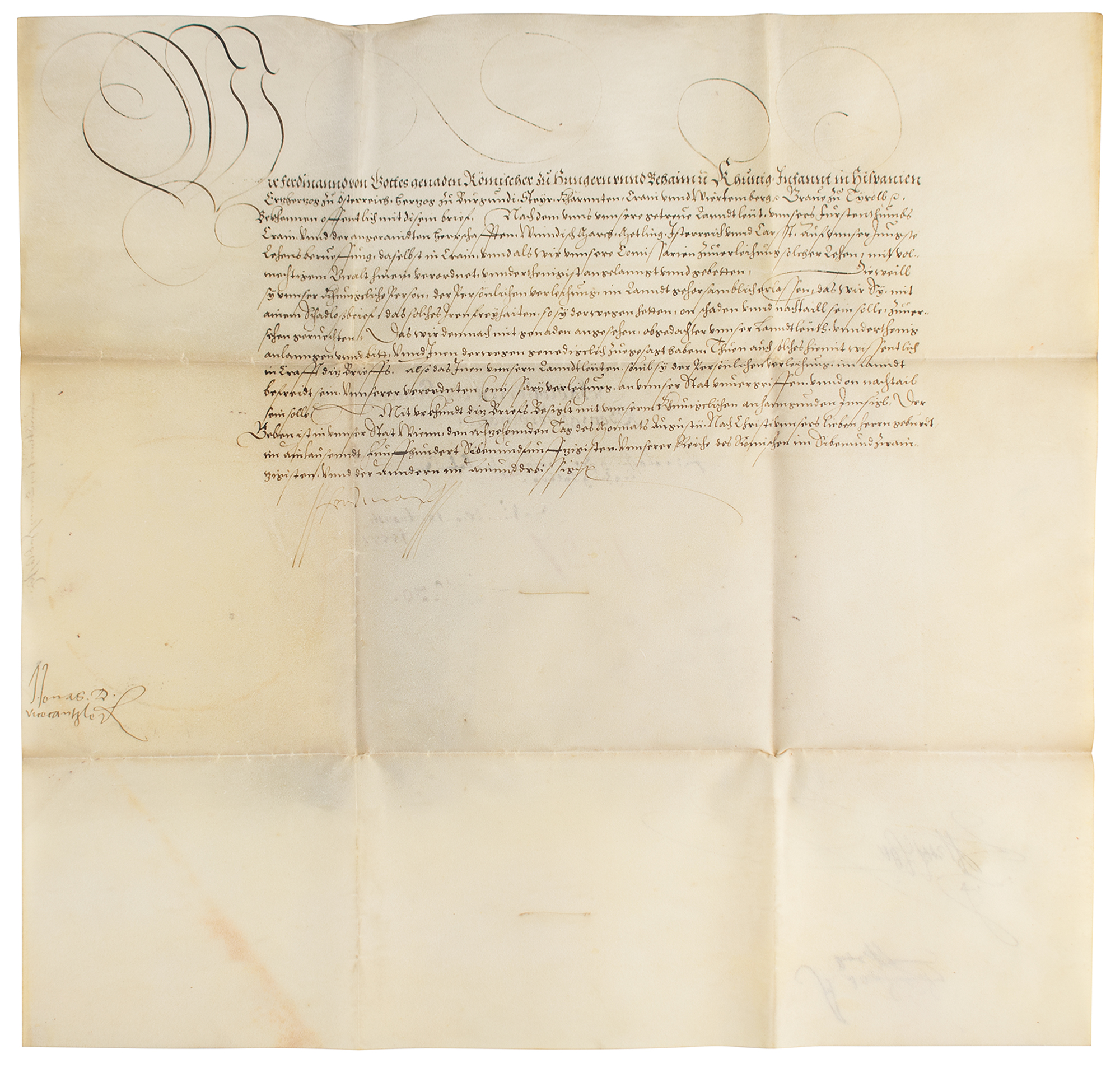 Lot #34 Ferdinand I, Holy Roman Emperor Document Signed