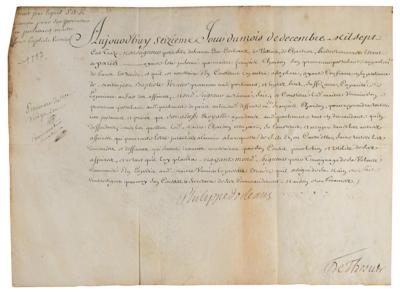 Lot #188 Philippe II, Duke of Orléans Document Signed - Image 1
