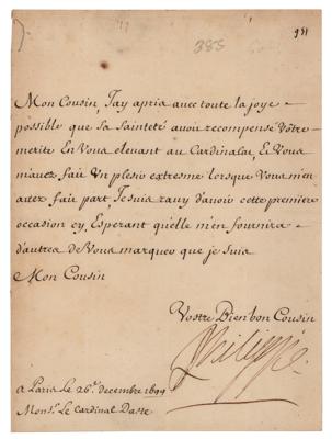 Lot #45 Philippe I, Duke of Orléans Letter Signed
