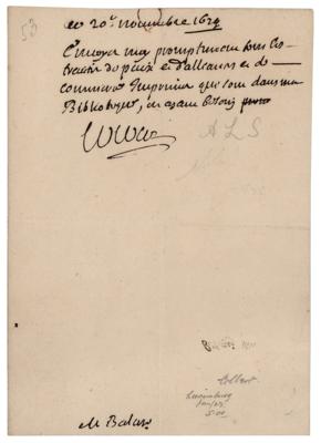 Lot #93 Jean-Baptiste Colbert Autograph Letter Signed