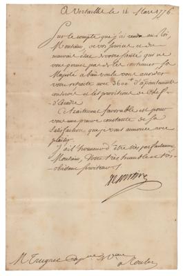 Lot #212 Antoine de Sartine Letter Signed - Image 1