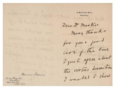 Lot #104 Francis Darwin Autograph Letter Signed - Image 2