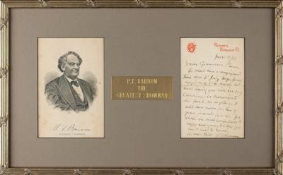 Lot #65 P. T. Barnum Autograph Letter Signed