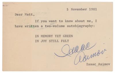 Lot #469 Isaac Asimov Typed Letter Signed