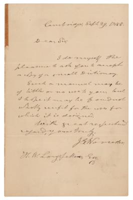 Lot #489 [Henry Wadsworth Longfellow]: Joseph Emerson Worcester Autograph Letter Signed