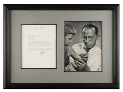 Lot #210 Jonas Salk Typed Letter Signed