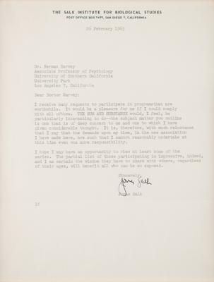 Lot #210 Jonas Salk Typed Letter Signed - Image 2