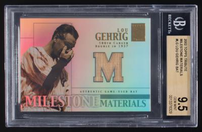 Lot #848 2002 Topps Tribute Milestone Materials Lou Gehrig Game-Used Bat BGS GEM MINT 9.5