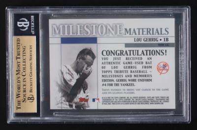 Lot #848 2002 Topps Tribute Milestone Materials Lou Gehrig Game-Used Bat BGS GEM MINT 9.5 - Image 2