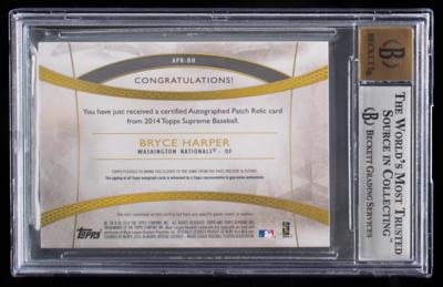 Lot #854 2014 Topps Supreme Platinum Bryce Harper Autograph/Patch (5/5) BGS MINT 9/10 - Image 2