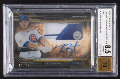 Lot #863 2015 Topps Strata Clearly Authentic Gold Kris Bryant Autograph/Patch (13/25) BGS NM-MT+ 8.5/10