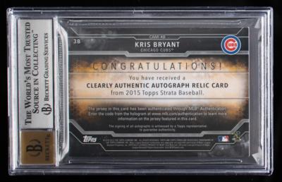 Lot #863 2015 Topps Strata Clearly Authentic Gold Kris Bryant Autograph/Patch (13/25) BGS NM-MT+ 8.5/10 - Image 2