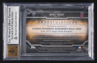 Lot #864 2015 Topps Strata Clearly Authentic Gold Mike Trout Autograph/Patch (21/25) BGS NM-MT+ 8.5/10 - Image 2