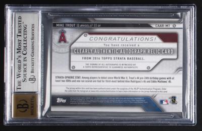 Lot #875 2016 Topps Strata Clearly Authentic Gold Mike Trout Autograph/Patch (18/25) BGS MINT 9/10 - Image 2