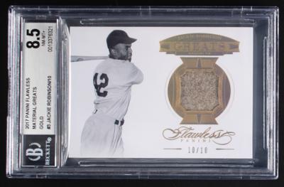 Lot #899 2017 Panini Flawless Material Greats Gold Jackie Robinson Jersey (10/10) BGS NM-MT+ 8.5 - Image 1