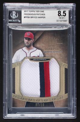 Lot #908 2017 Topps Tier One Prodigious Patches Bryce Harper Patch (7/10) BGS NM-MT+ 8.5 - Image 1