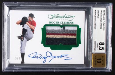 Lot #893 2017 Panini Flawless Emerald Roger Clemens Autograph/Patch (3/3) BGS NM-MT+ 8.5/10