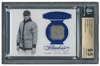 Lot #902 2017 Panini Flawless Material Greats Sapphire Babe Ruth Relic (2/15) BGS GEM MINT 9.5 - Image 1