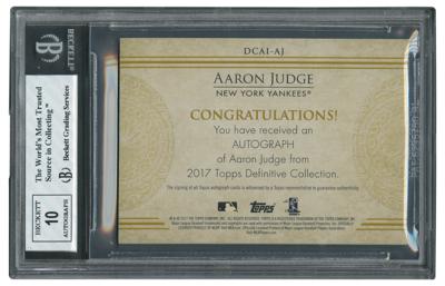 Lot #905 2017 Topps Definitive Aaron Judge Autograph (35/35) BGS NM-MT 8/10 - Image 2