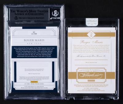 Lot #882 2017 National Treasures Legends Roger Maris Dual Relic (9/10) BGS NM-MT+ 8.5 and Panini Flawless Ruby (9/15) - Image 2