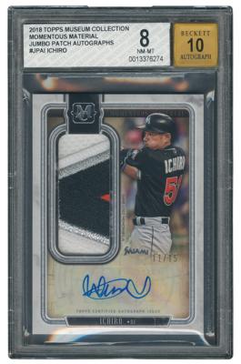Lot #923 2018 Topps Museum Collection Momentous Material Ichiro Suzuki Autograph/Patch (11/15) BGS NM-MT 8/10 - Image 1