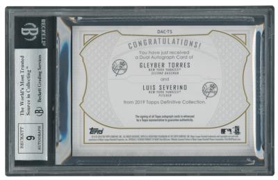 Lot #928 2019 Topps Definitive Dual Autographs Luis Severino/Gleyber Torres (34/35) BGS NM-MT+ 8.5/9 - Image 2