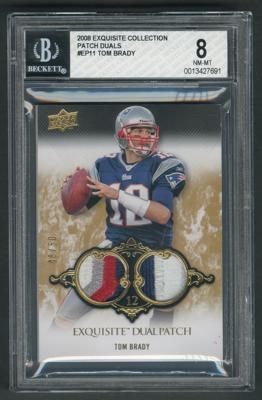 Lot #998 2008 Exquisite Collection Dual Patch Tom Brady Relic (48/50) BGS NM-MT 8 - Image 1