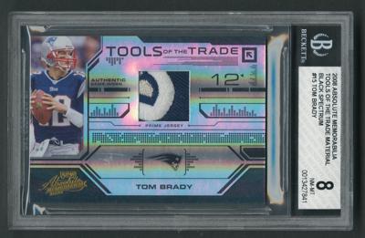 Lot #997 2008 Absolute Memorabilia Tools of the Trade Material Black Spectrum Tom Brady Patch (25/50) BGS NM-MT 8
