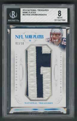 Lot #1006 2014 National Treasures NFL Name Plates Rob Gronkowski Patch (1/10) BGS NM-MT 8