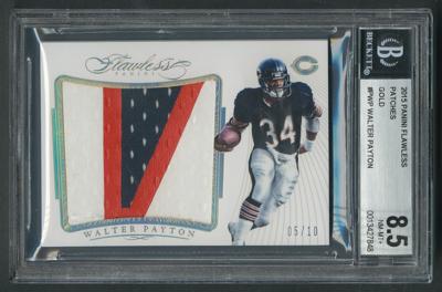 Lot #1014 2015 Panini Flawless Patches Gold Walter Payton Relic (5/10) BGS NM-MT+ 8.5