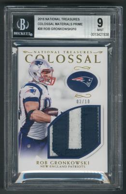Lot #1021 2016 National Treasures Colossal Materials Prime Rob Gronkowski Patch (3/10) BGS MINT 9
