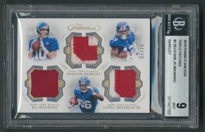 Lot #1040 2019 Panini Flawless Triple Patches Beckham/Manning/Barkley Relic (5/15) BGS MINT 9 - Image 1