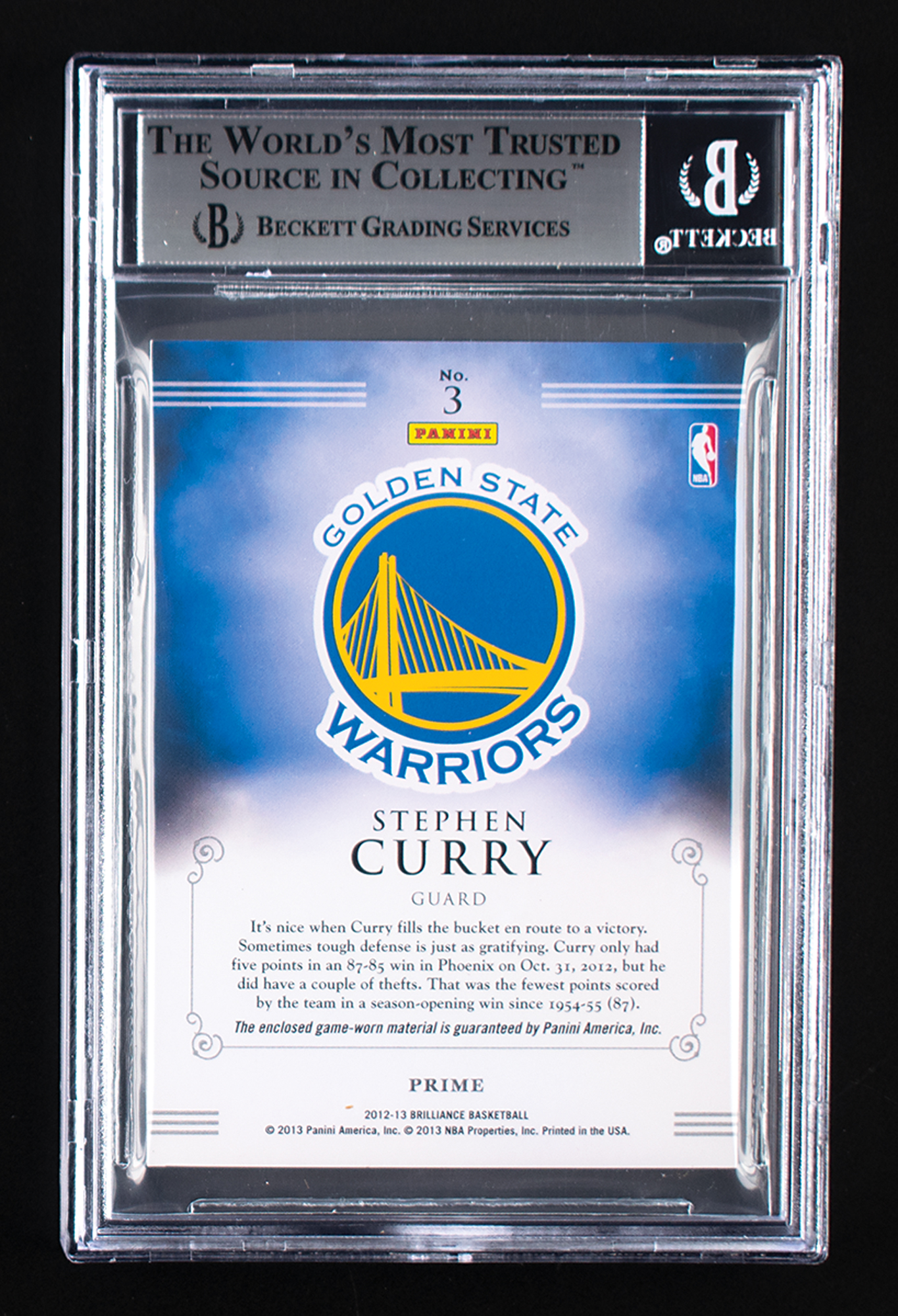 Lot Detail - 2012-13 STEPHEN CURRY GAME WORN GOLDEN STATE WARRIORS