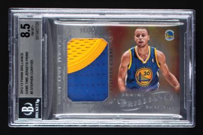 Lot #968 2012-13 Panini Brilliance Game Time Jerseys Stephen Curry Patch (13/25) BGS NM-MT+ 8.5