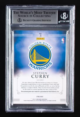 Lot #968 2012-13 Panini Brilliance Game Time Jerseys Stephen Curry Patch (13/25) BGS NM-MT+ 8.5 - Image 2