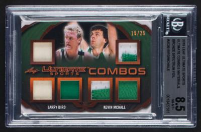 Lot #985 2019 Leaf Ultimate Sports Ultimate Combos Materials Bronze Spectrum Foil Larry Bird/Kevin McHale Patch (15/25) BGS NM-MT+ 8.5
