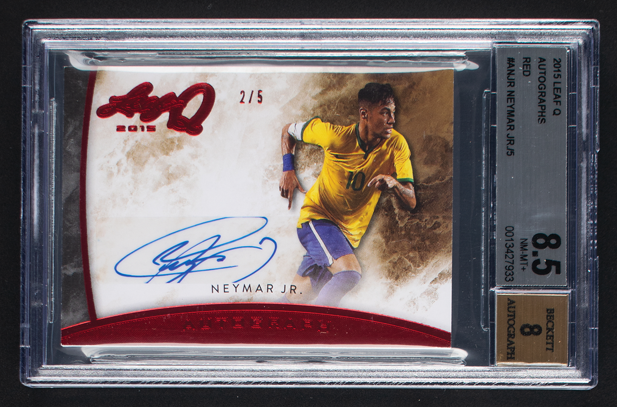 Lot #1053 2015 Leaf Q Red Neymar Autograph (2/5) BGS NM-MT+ 8.5/8