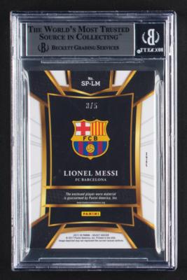 Lot #1056 2017-18 Select Sparks Memorabilia Prizms Green Lionel Messi Relic (3/5) BGS MINT 9 - Image 2