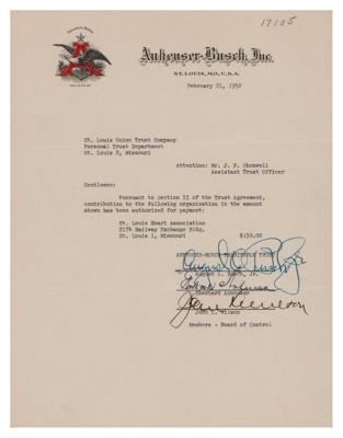 Lot #53 Anheuser-Busch Document Signed - Image 1