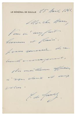 Lot #24 Charles de Gaulle Autograph Letter Signed