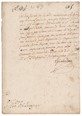 Lot #25 Jose de Galvez y Gallardo Document Signed - Image 1