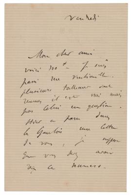 Lot #390 Gustave Caillebotte Autograph Letter Signed - Image 1