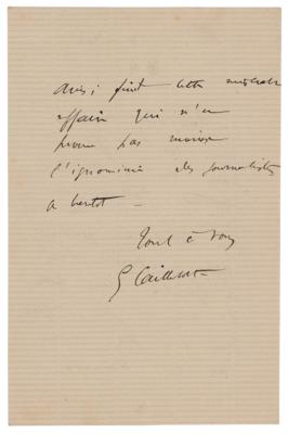 Lot #390 Gustave Caillebotte Autograph Letter Signed - Image 2