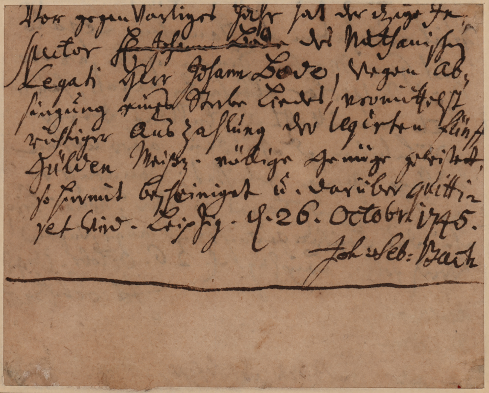 Lot #508 Johann Sebastian Bach Autograph Document Signed - Image 2