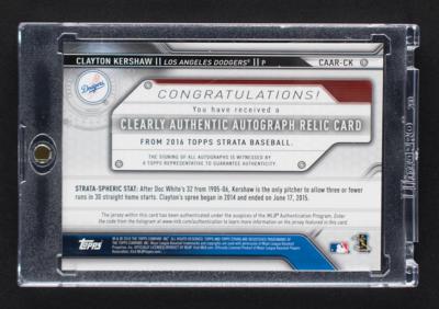 Lot #874 2016 Topps Strata Clayton Kershaw Autograph/Patch (8/25) - Image 2