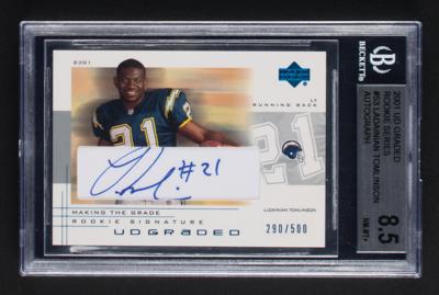 Lot #993 2001 UD Graded Making the Grade Rookie Signature LaDainian Tomlinson Autograph (290/500) BGS NM-MT+ 8.5 - Image 1