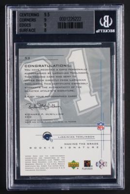 Lot #993 2001 UD Graded Making the Grade Rookie Signature LaDainian Tomlinson Autograph (290/500) BGS NM-MT+ 8.5 - Image 2