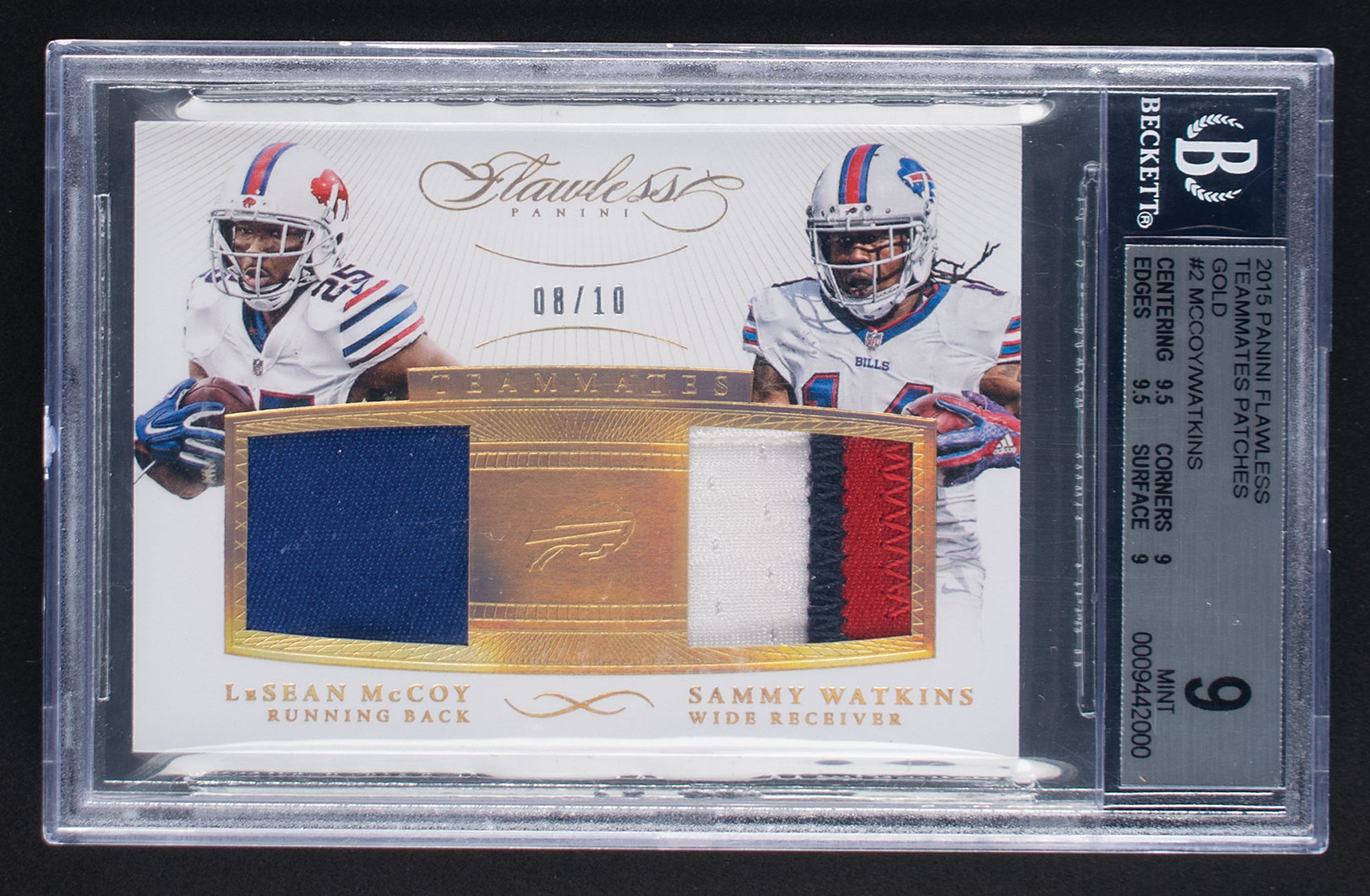 Lot #1015 2015 Panini Flawless Teammates Patches Gold LeSean McCoy/Sammy Watkins Patches (8/10) BGS MINT 9