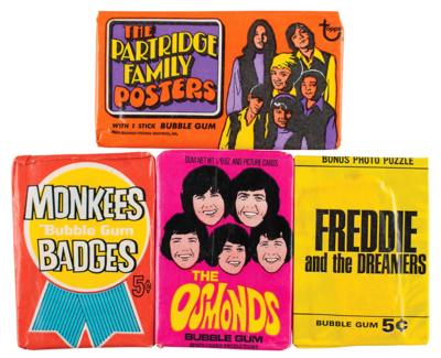 Lot #630 Music/Entertainment (4) Wax Packs: Monkees, Freddie and the Dreamers, Osmonds, and Partridge Family - Image 1