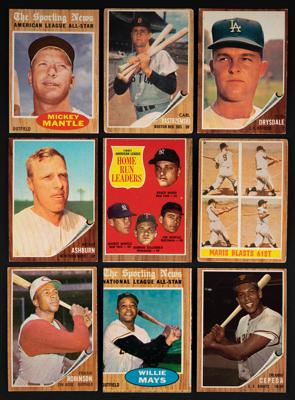 Lot #945 1962 Topps Baseball Stars and HOFers Lot